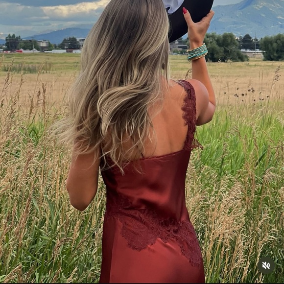 A.L.C. Dresses & Skirts - A.L.C. Stella Satin & Lace Midi Dress in Burgundy